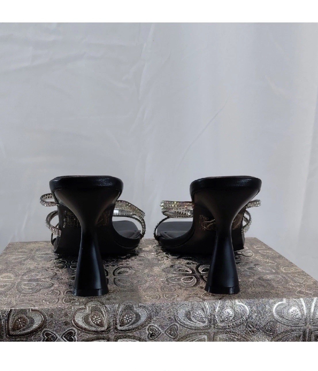Unlady Black Rhinestone Strappy Heels Sandals 5.5, 7, 8, 8.5, 9 Size chart