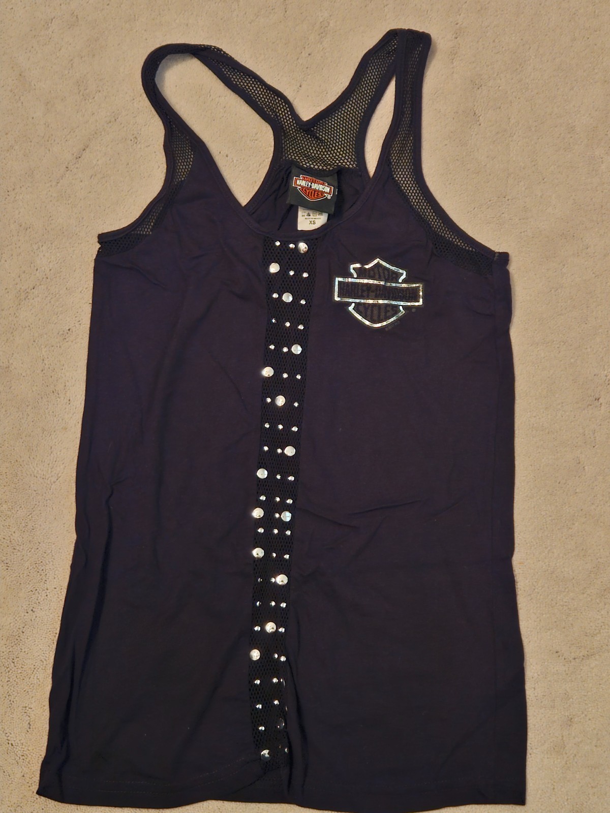 Harley Davidson womens xs tank top with mesh straps and and bling