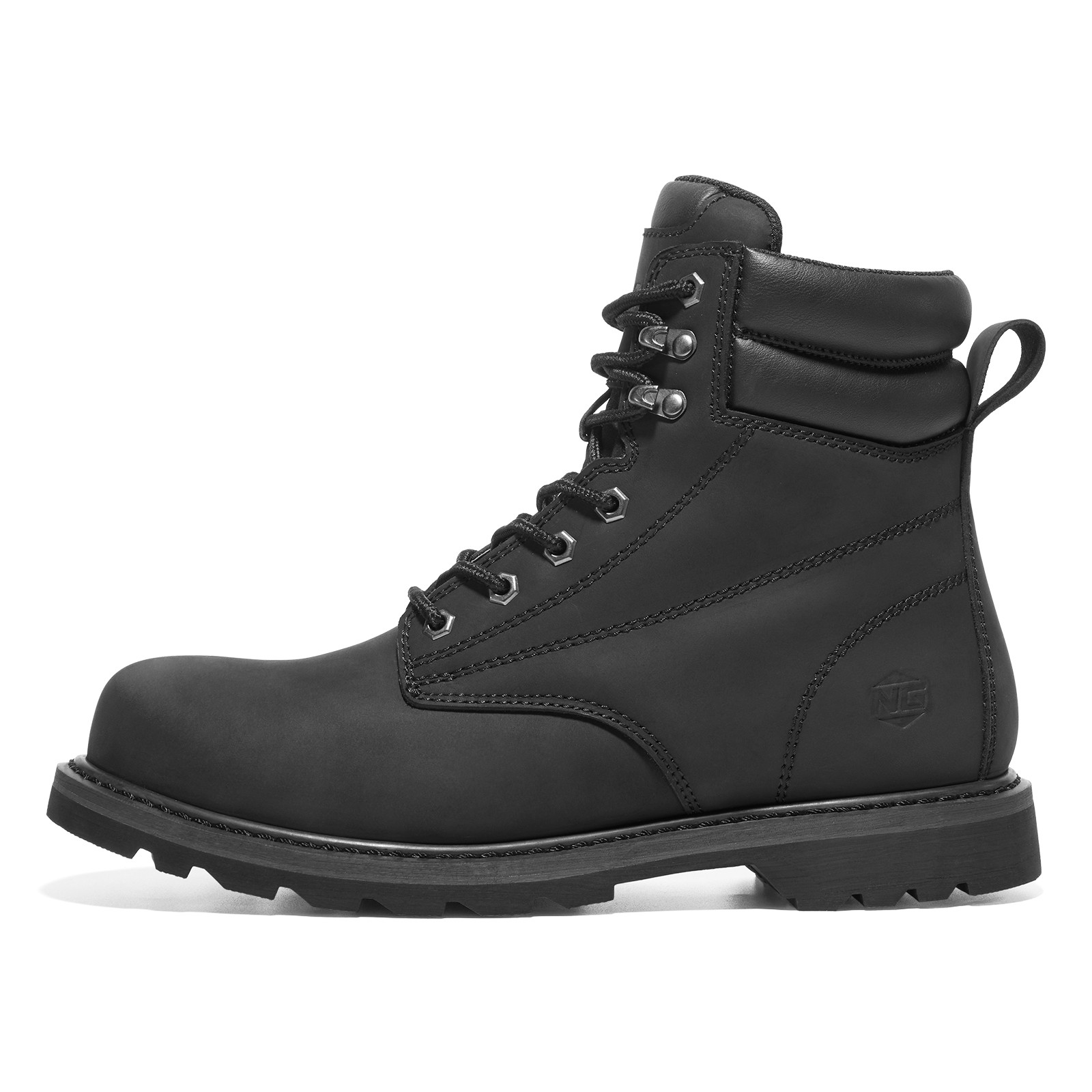 NINGO 6” Men Leather Safety Work Boot Steel/Soft Toe Lace Up Trail Hiking Shoes