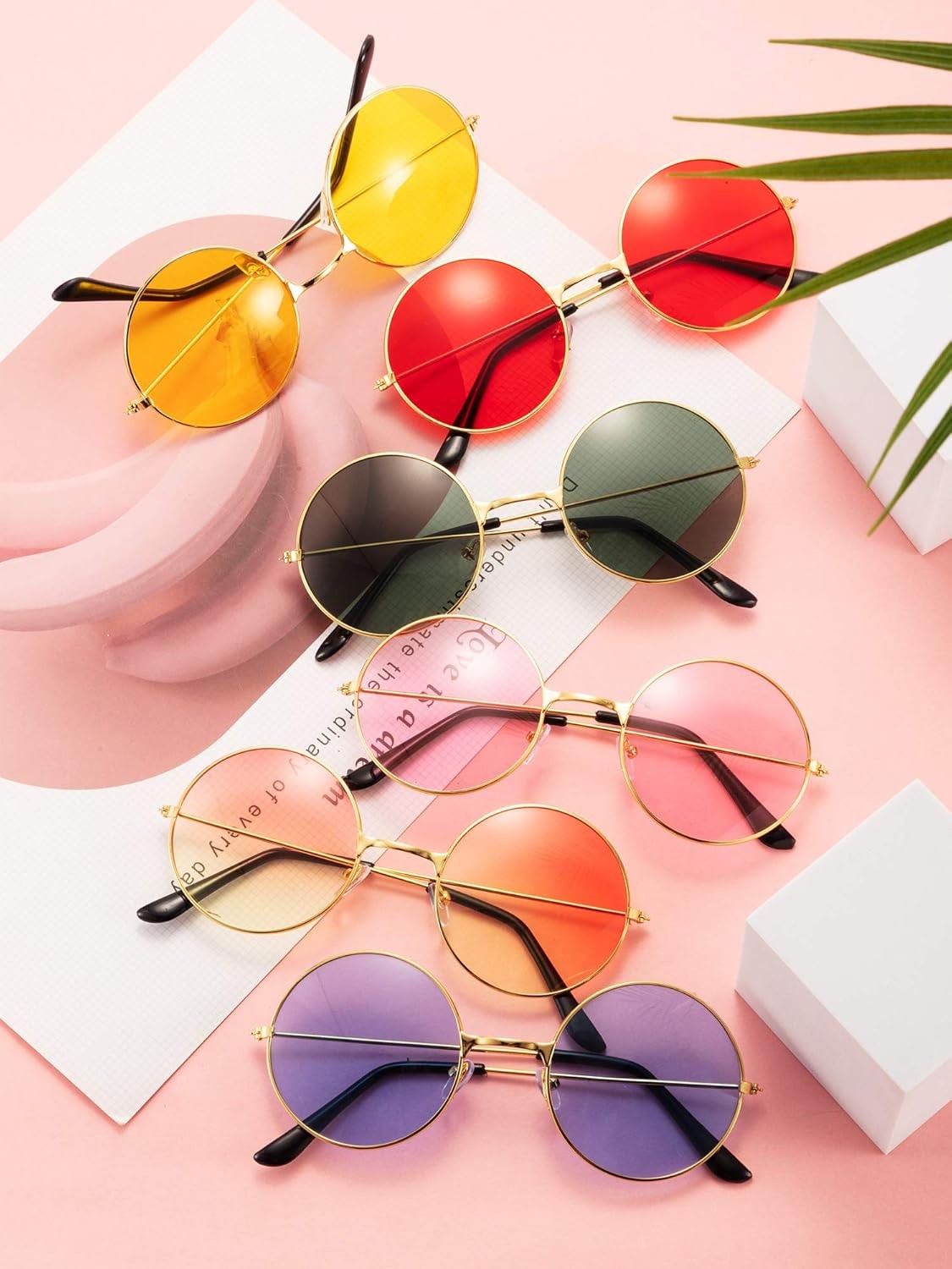 Blulu 12 Pairs 60s 70s Hippie Circle Sunglasses for Women Men Retro Glasses…
