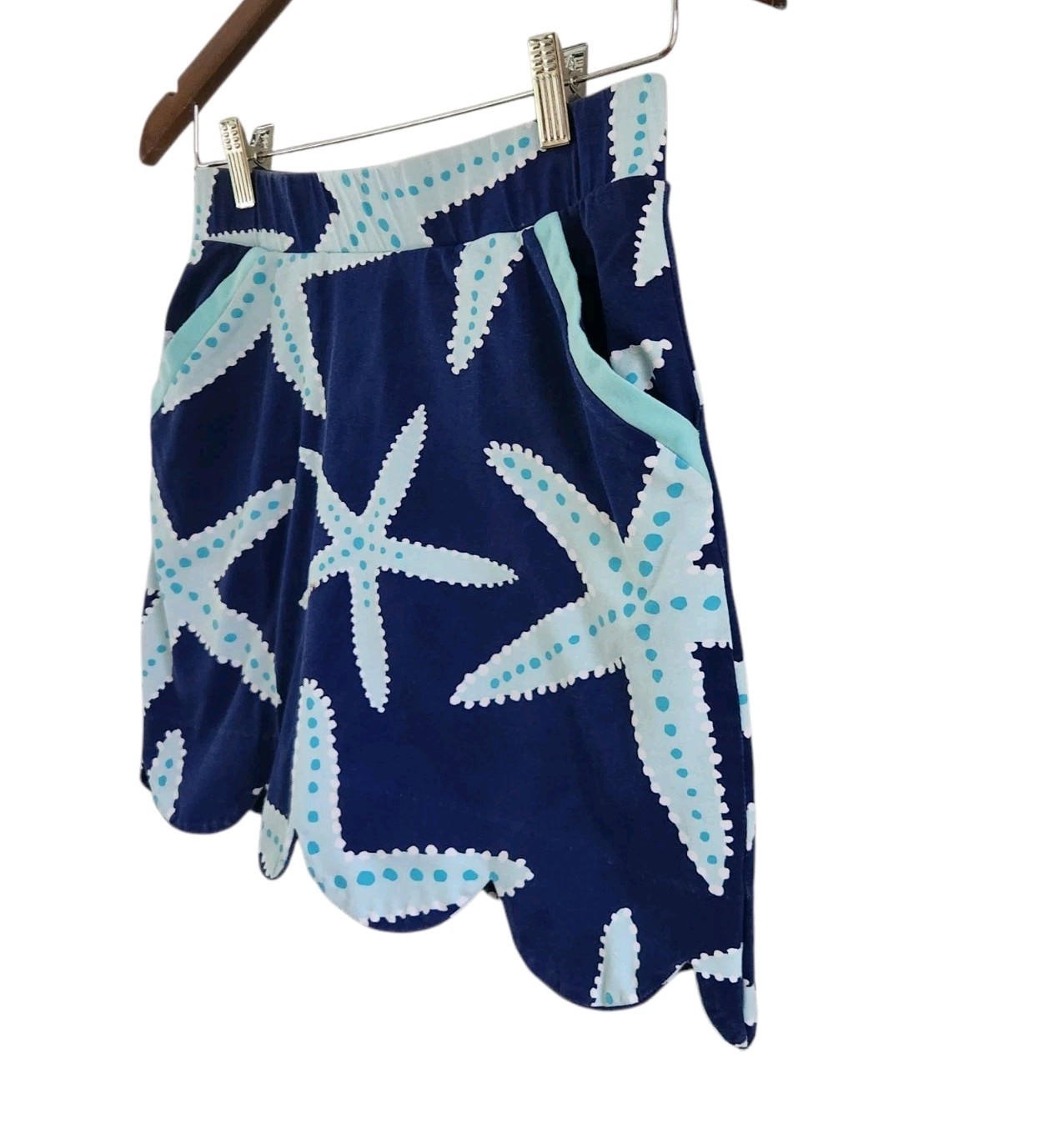 Ana Clare Blue Sassy Skort Sea Star Scallop Beach Womens Size XS