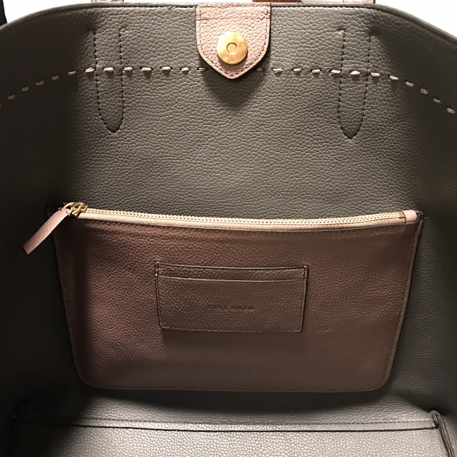 NEW Cole Haan Large Gray Leather Tote Bag 19.5″ w/Dust Bag Mint Fall Sale