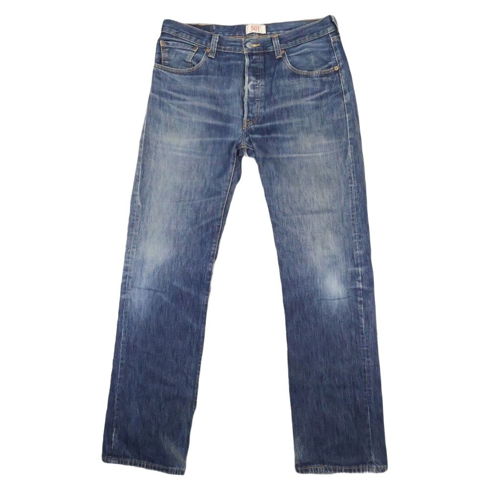 Levis Jeans Mens 34 Blue Denim 501 Original Straight Button Fly Size 34×34