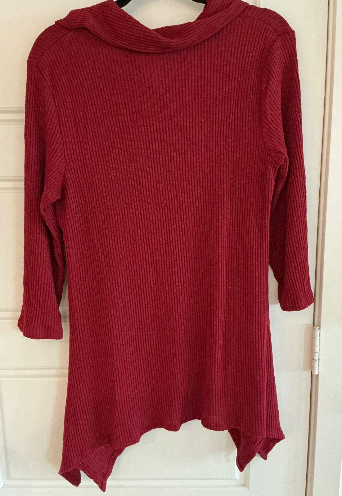 Coco Bianco Woman’s Extra Large Burgundy Button Decor Cowl Neck Tunic Top NWT