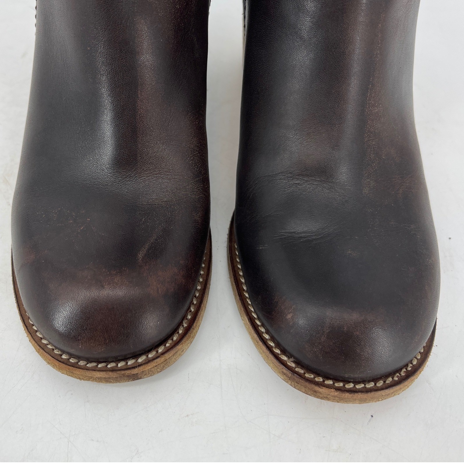 See by Chloe Tall Leather Boots Women 36 Dark Brown Good Bow Detail Block Heel