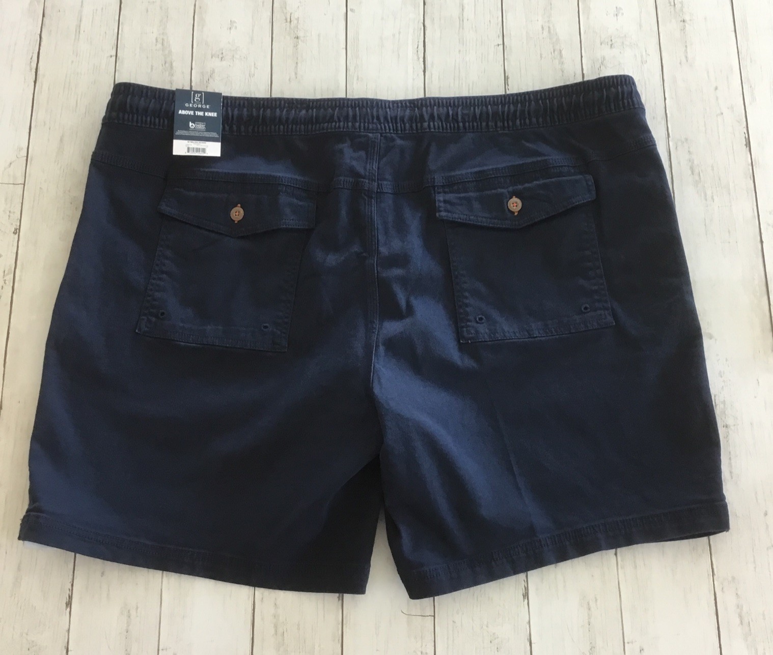 George Men’s Twill Pull On Shorts Drawstring Waist 8” Dark Navy 2XL (44-46)