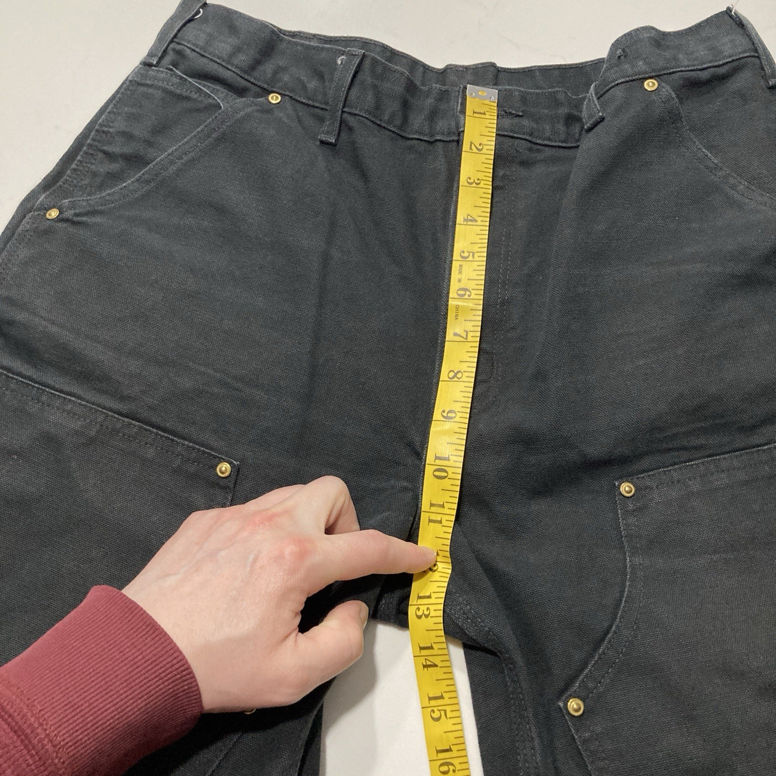 Carhartt B01 BLK Double Knee Work Pants Mens 34×32 (Fits 33×31) Distressed