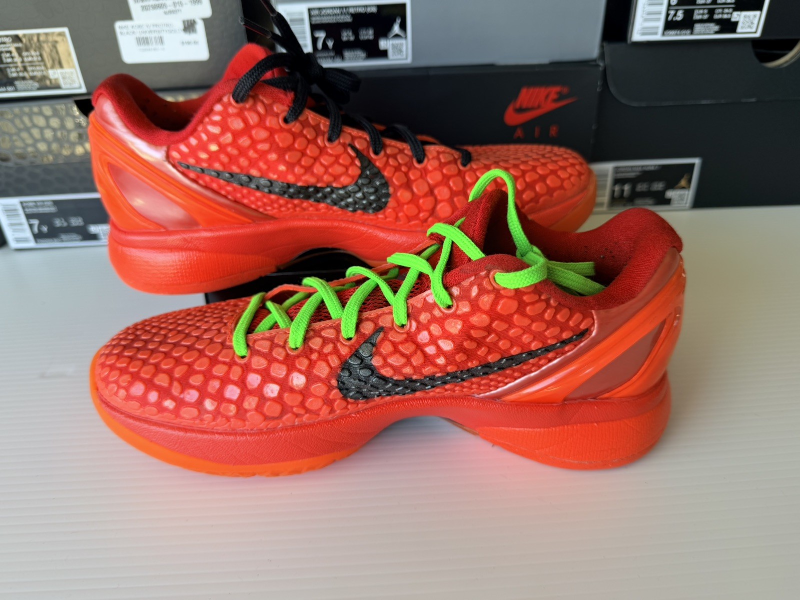 Nike Kobe 6 size 5.5 Protro Reverse Grinch Red Size Shoes FV4921-600 7 W green