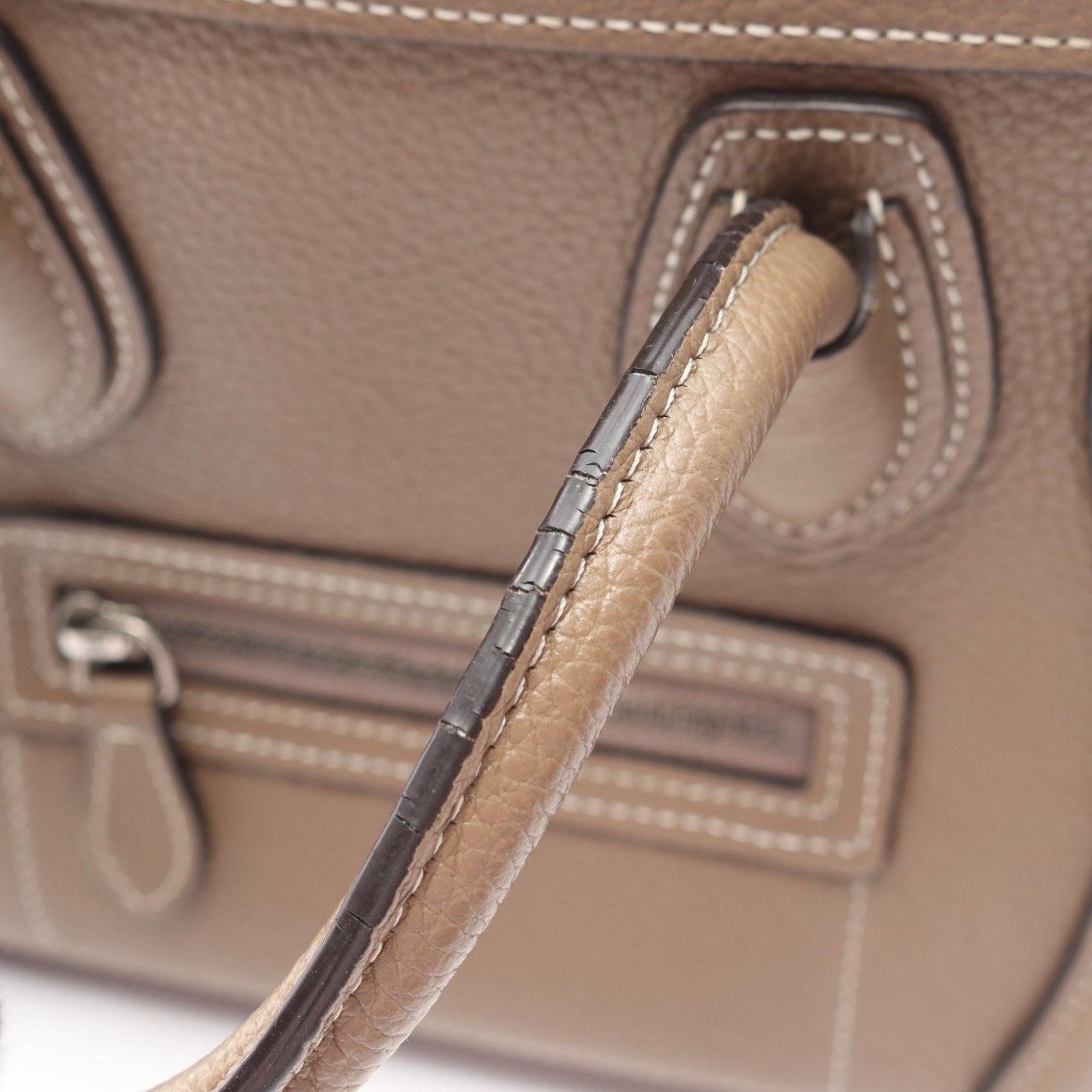 CELINE Luggage Nano Shopper Shoulder Handbag 189243 leather Gray Used Women