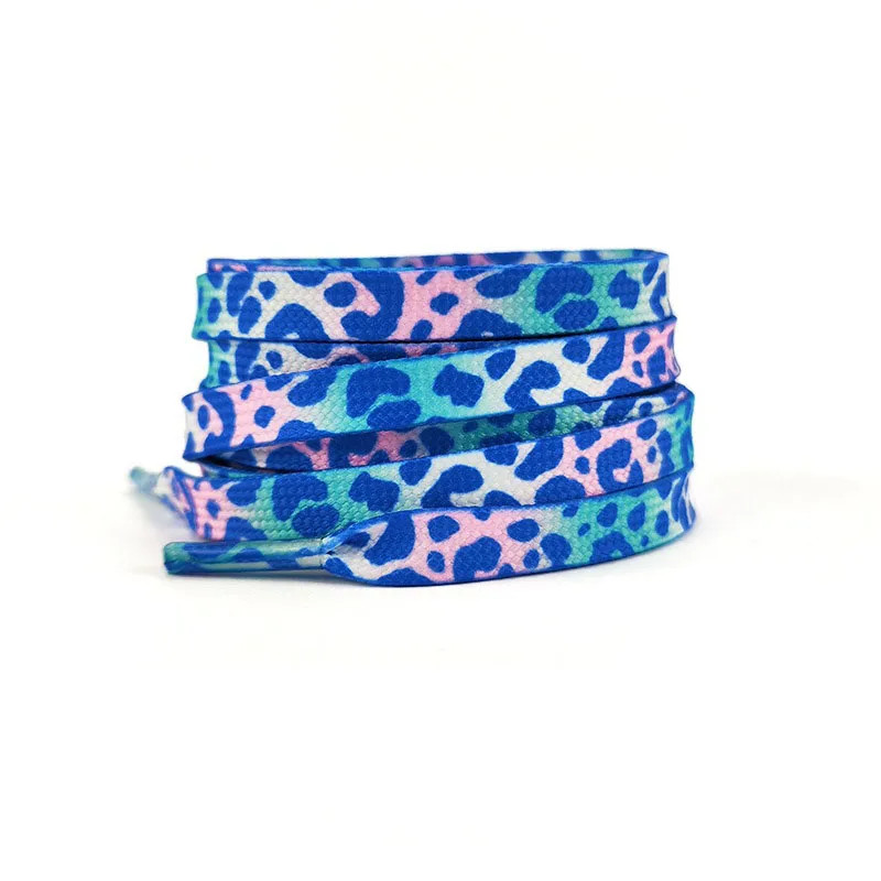 Fashion Flat Shoelaces for Sneakers Color Leopard Print Tie-dye Gradient Shoelac