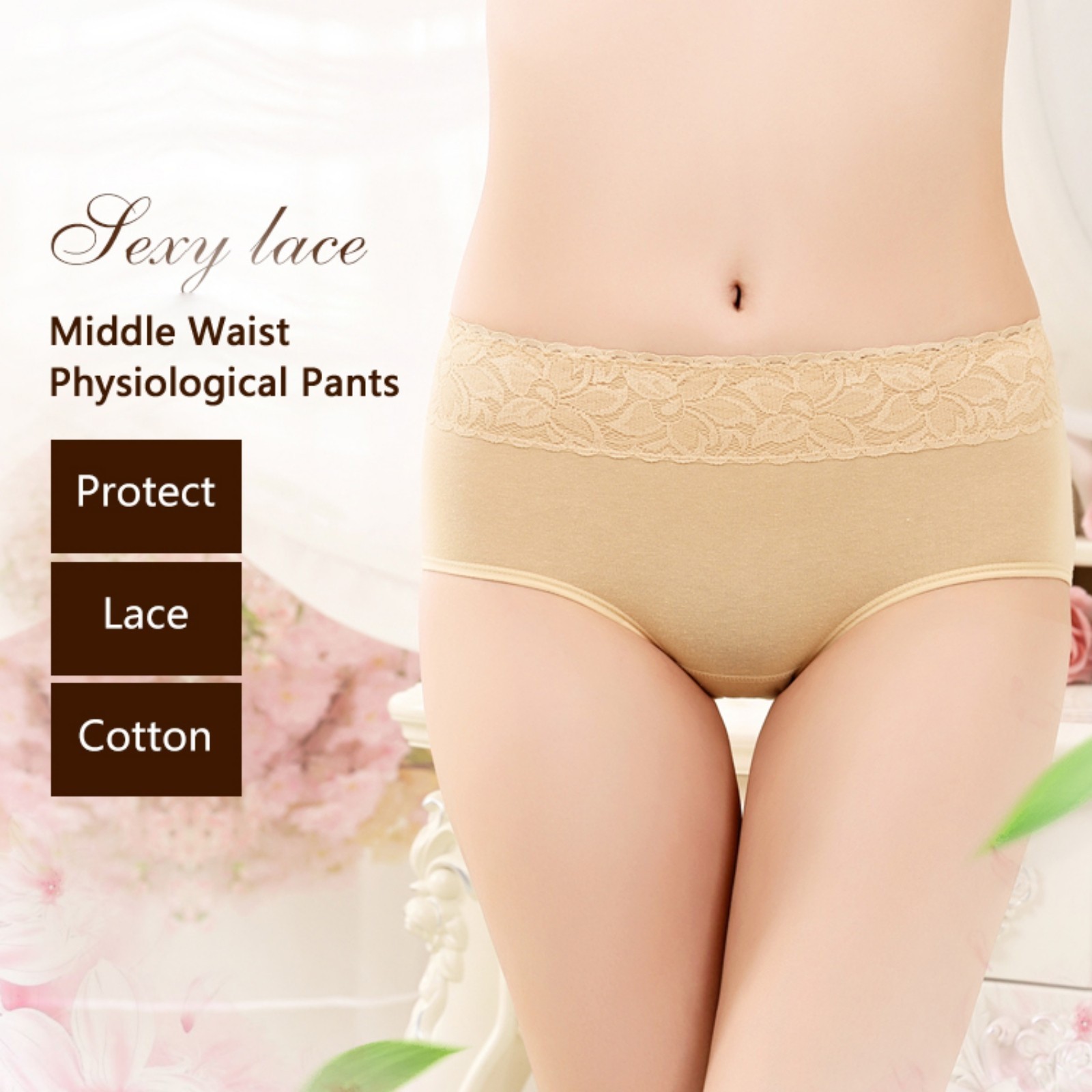 3 Womens Period Panties Solid Menstrual Briefs Stretch Brief Leakproof Underwear