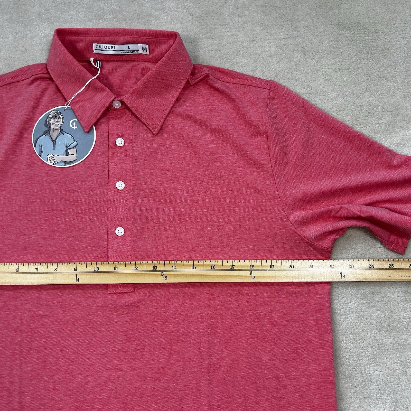 Criquet Players Polo Shirt Men’s Large Golf Performance Stretch Shortsleeve