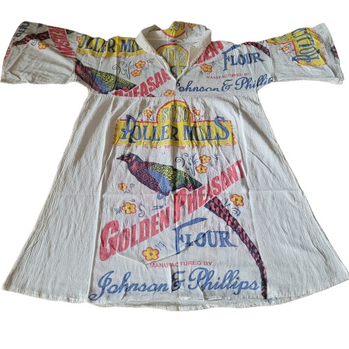 Flour Sack Dress Pheasant Vintage Look Feed Sack Garden Hippie Boho One Size