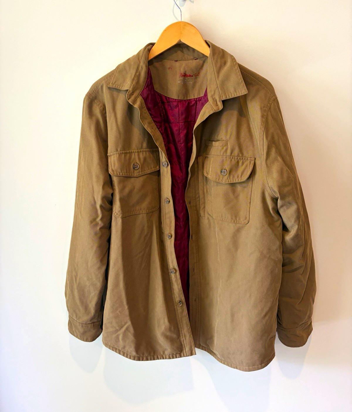 RailRiders Men’s M Brown Field Jacket Quilted Lined Button Front Point Collar