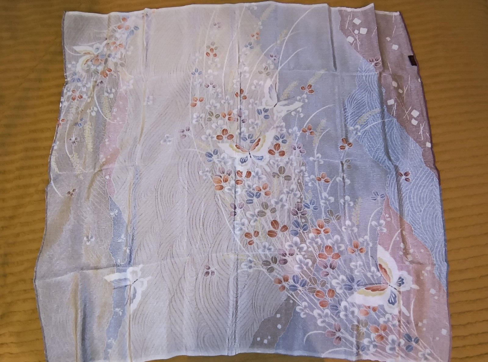 Stunning Scarf w/Flowers- Butterfly Motif (Japan)
