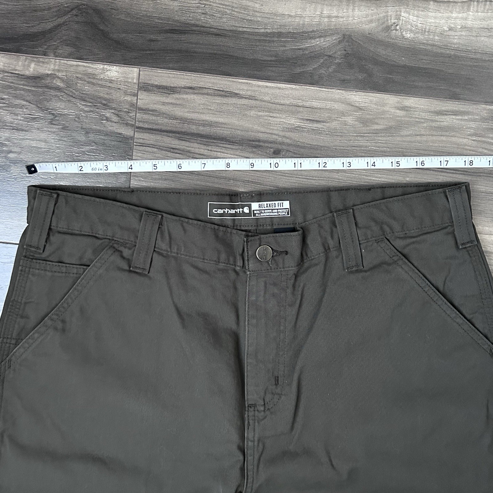 Carhartt Washed Twill Utility Work Pants Mens 35×30 Relaxed Fit Brown B324-DFE