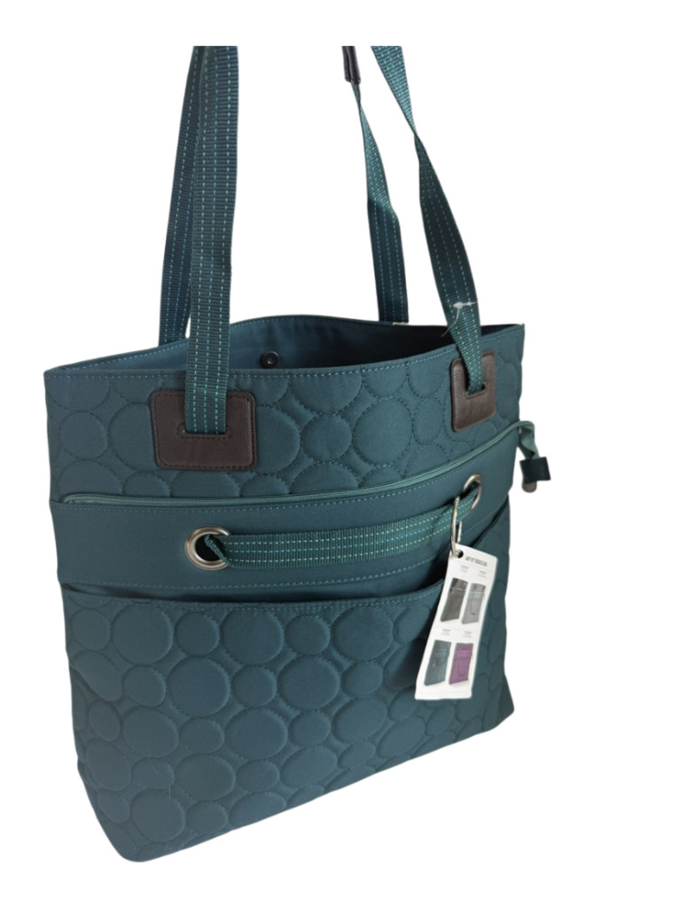 Thirty-One NEW Jade Quilted Dots $75 Vary You Versatile Tote Bag Handbag Purse