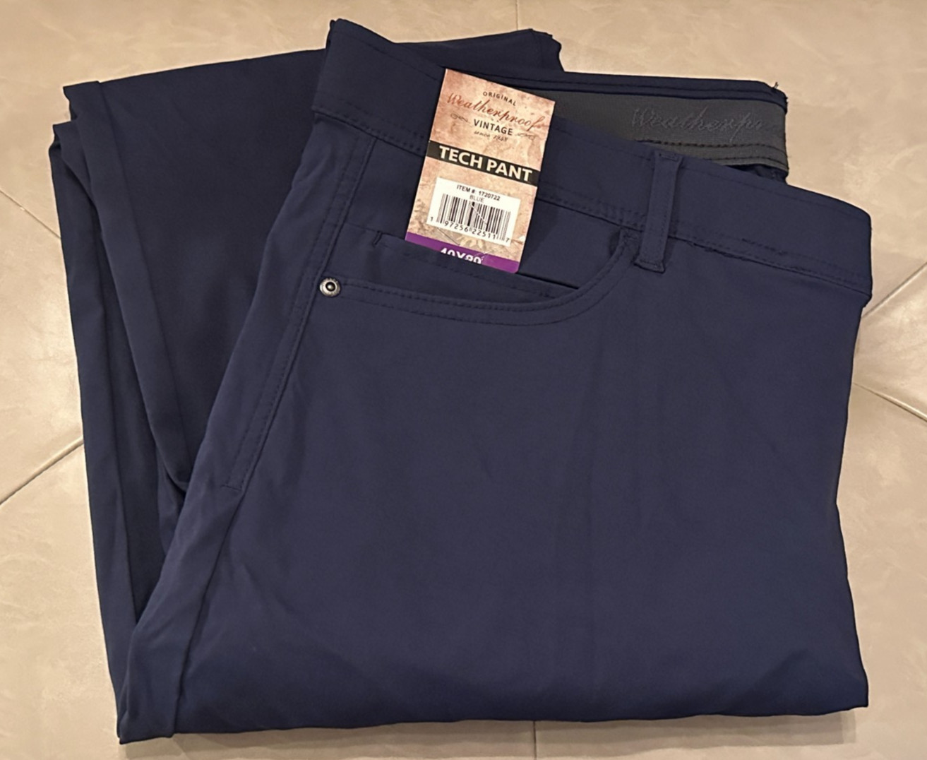 Weatherproof Vintage Men’s Tech Pant – Straight Fit – 40×29 – Blue
