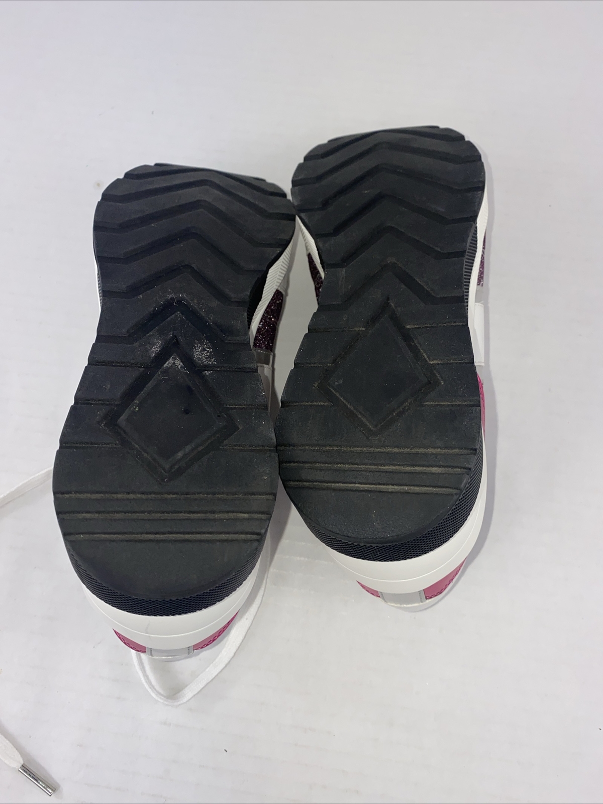Michael Kors Mabel Trainers Sneakers Merlot Size 9 White Pink Glitter B3F