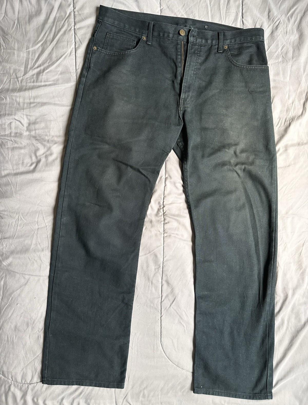 Marks and Spencer Men’s Dark Gray Denim Straight Leg Button Fly Jeans