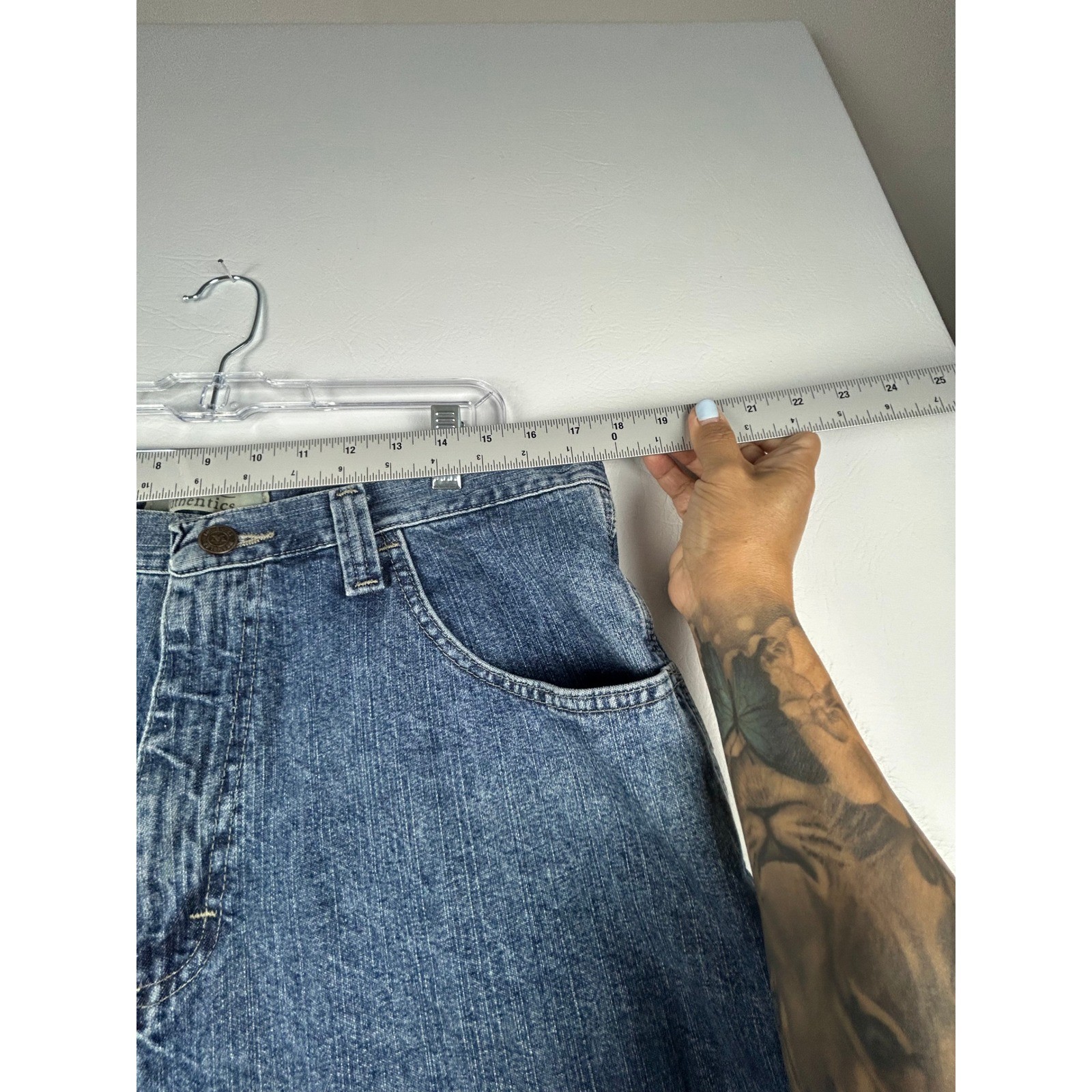 Wrangler Authentics Mens Carpenter Shorts 36 Blue Denim Medium Wash Workwear