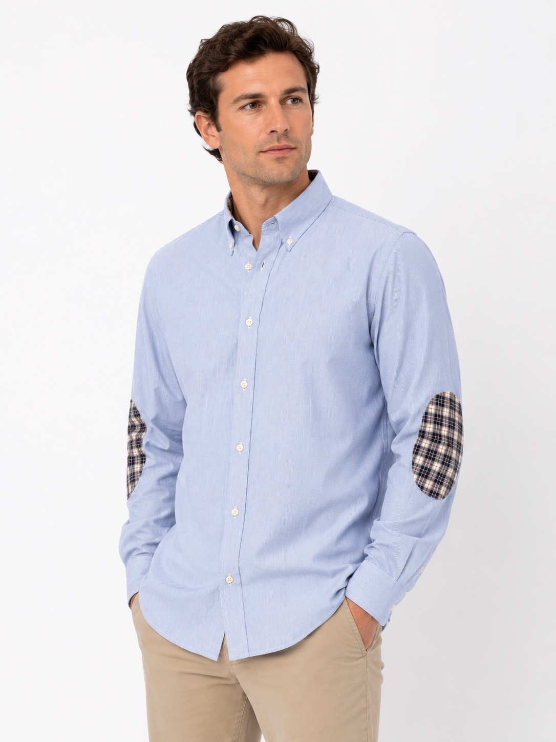 Paul & Shark Yachting Shirt Mens 43 XL Blue Check Button Down Elbow Patch