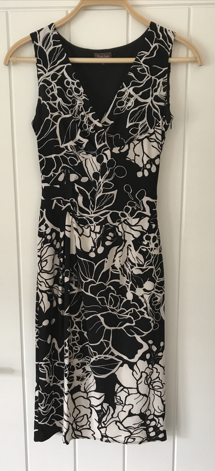 Phase Eight UK 8 Eur 36 Abstract Black & White Floral Dress midi knee length