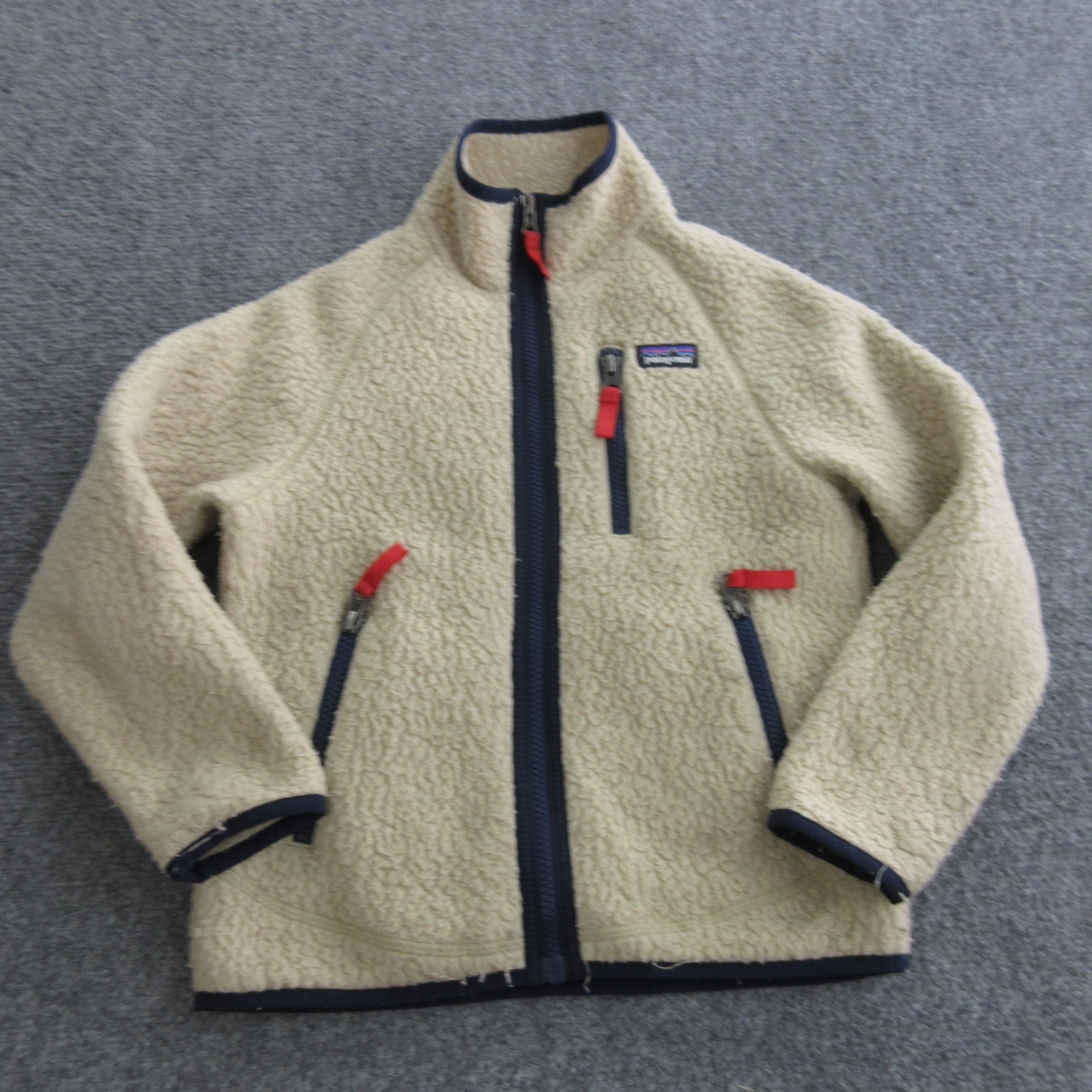 Patagonia Fleece Jacket Kids XS 5-6 Beige Sherpa Full Zip Warm STY65411FA19