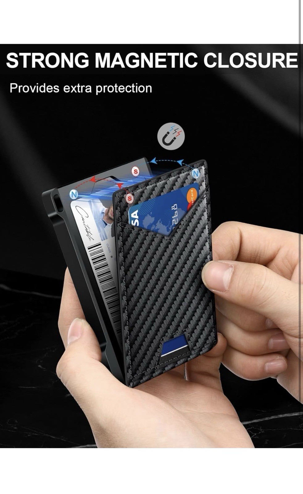Wallet for Men RFID Wallet with 2 ID Windows & Money Clip, Slim Pop up Card Hold
