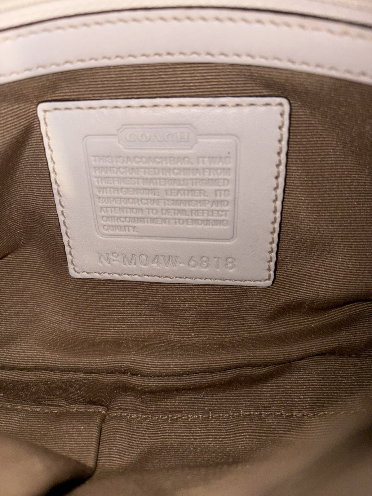 Coach Signature Logo White/Brown Shoulder Bag Buckle, Silver Hardware, Pockets