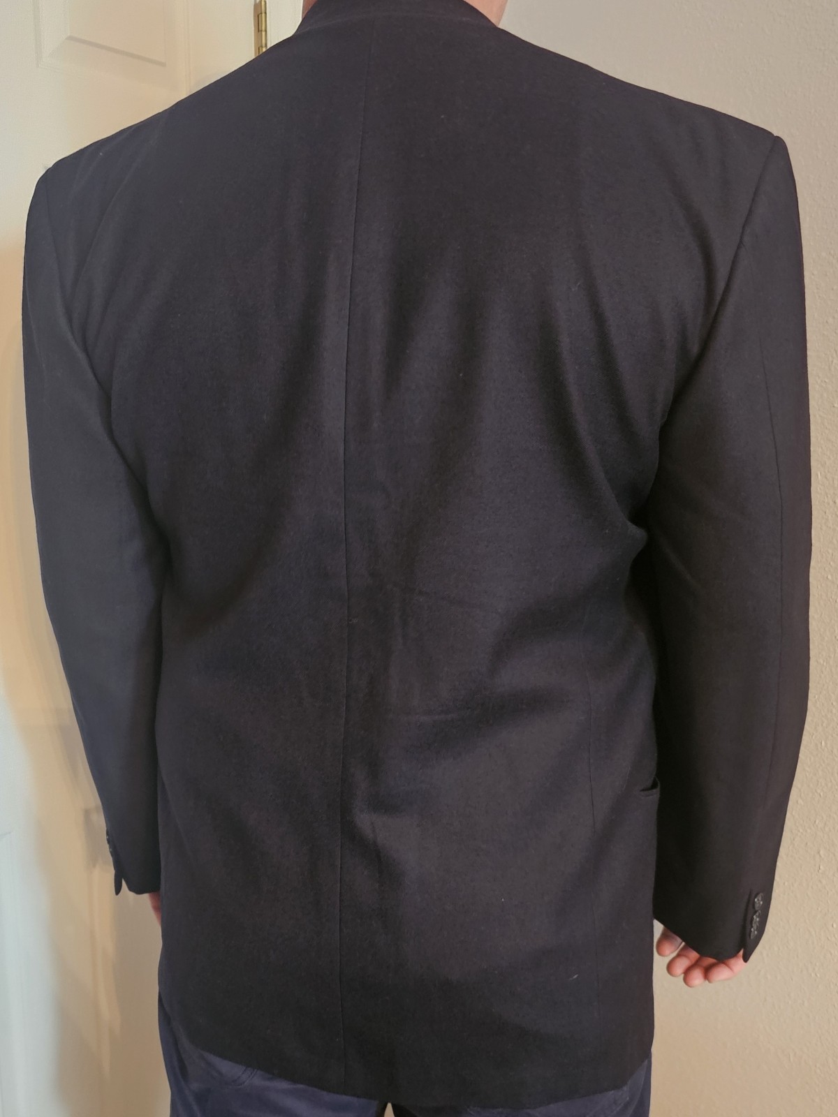 Giorgio Armani Black Pure Virgin Wool Blazer Sport Coat 44L Made Italy Mens