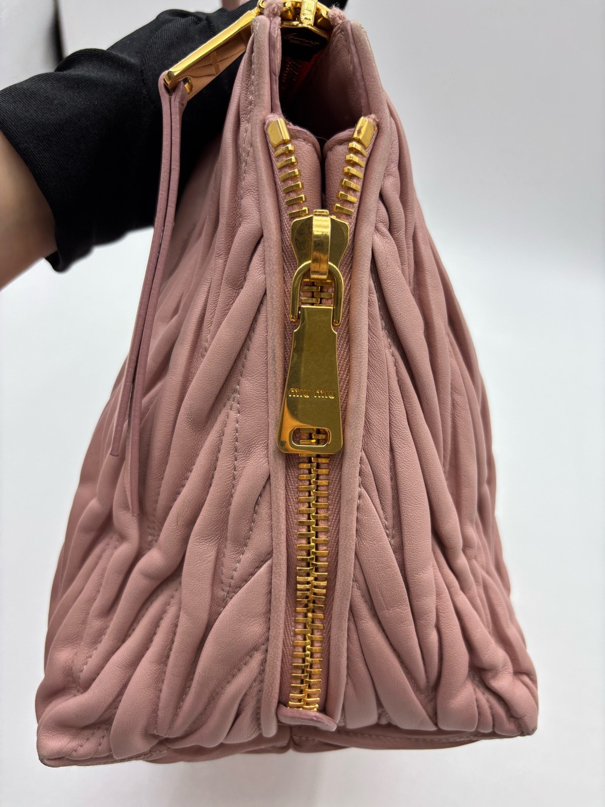 Miu Miu Pre-Owned Authentic Satchel Gold 31*15*22cm Free Tracked Shipping