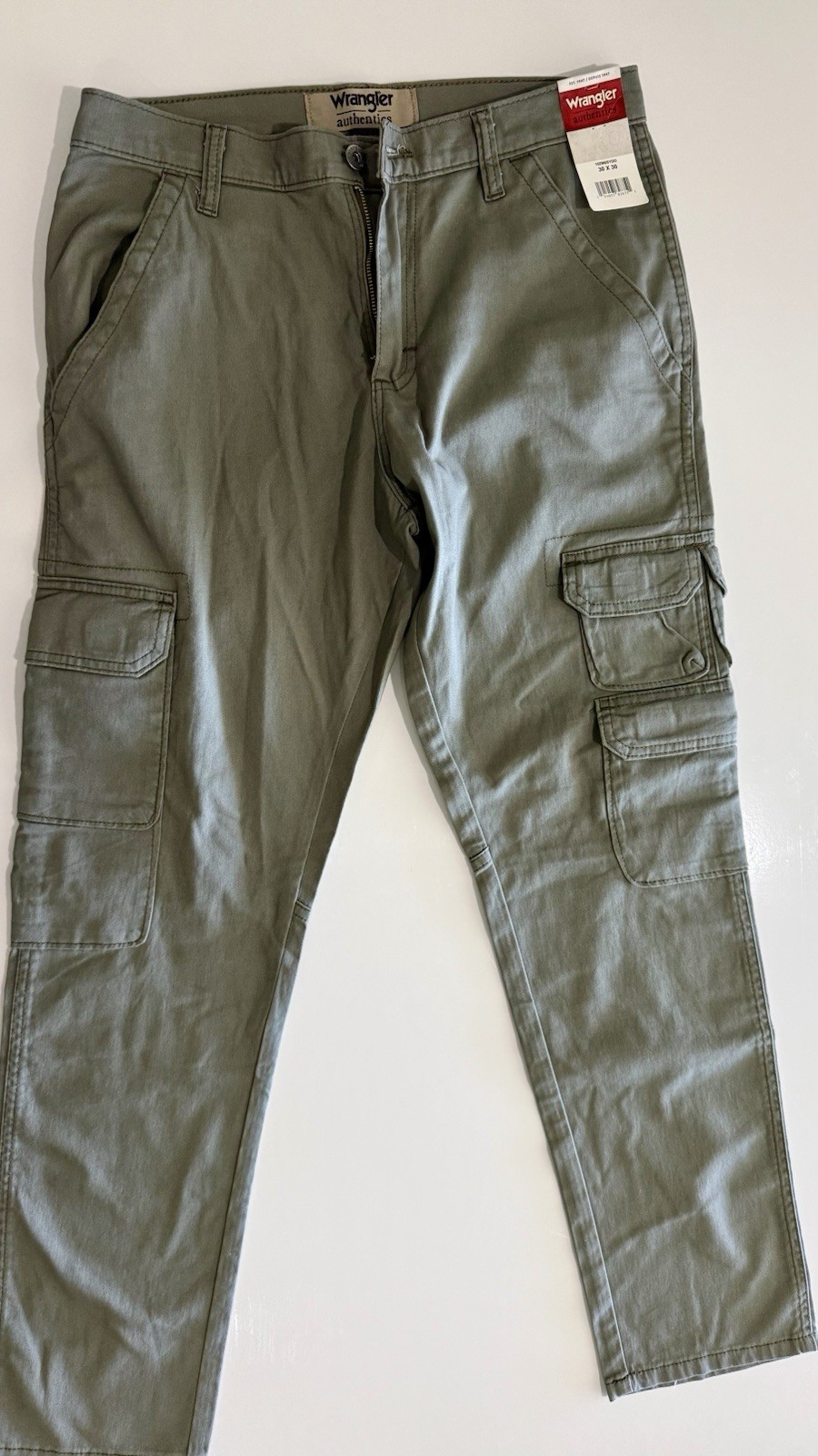 Wrangler Authentics Men’s Cargo Stretch Pants Relaxed Fit 30x 30 Green New