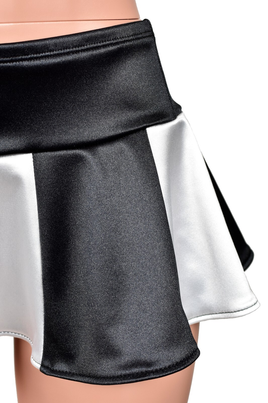 Black White Stretch Satin Micro Mini Skirt XS to XL 2XL 3XL lingerie plus size
