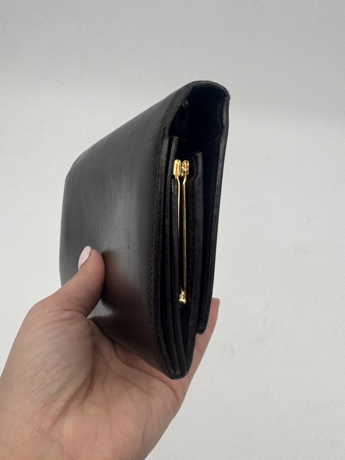 GUCCI Horsebit Long Wallet Clutch Tainted Indigo/Brown Leather Gold Hardware