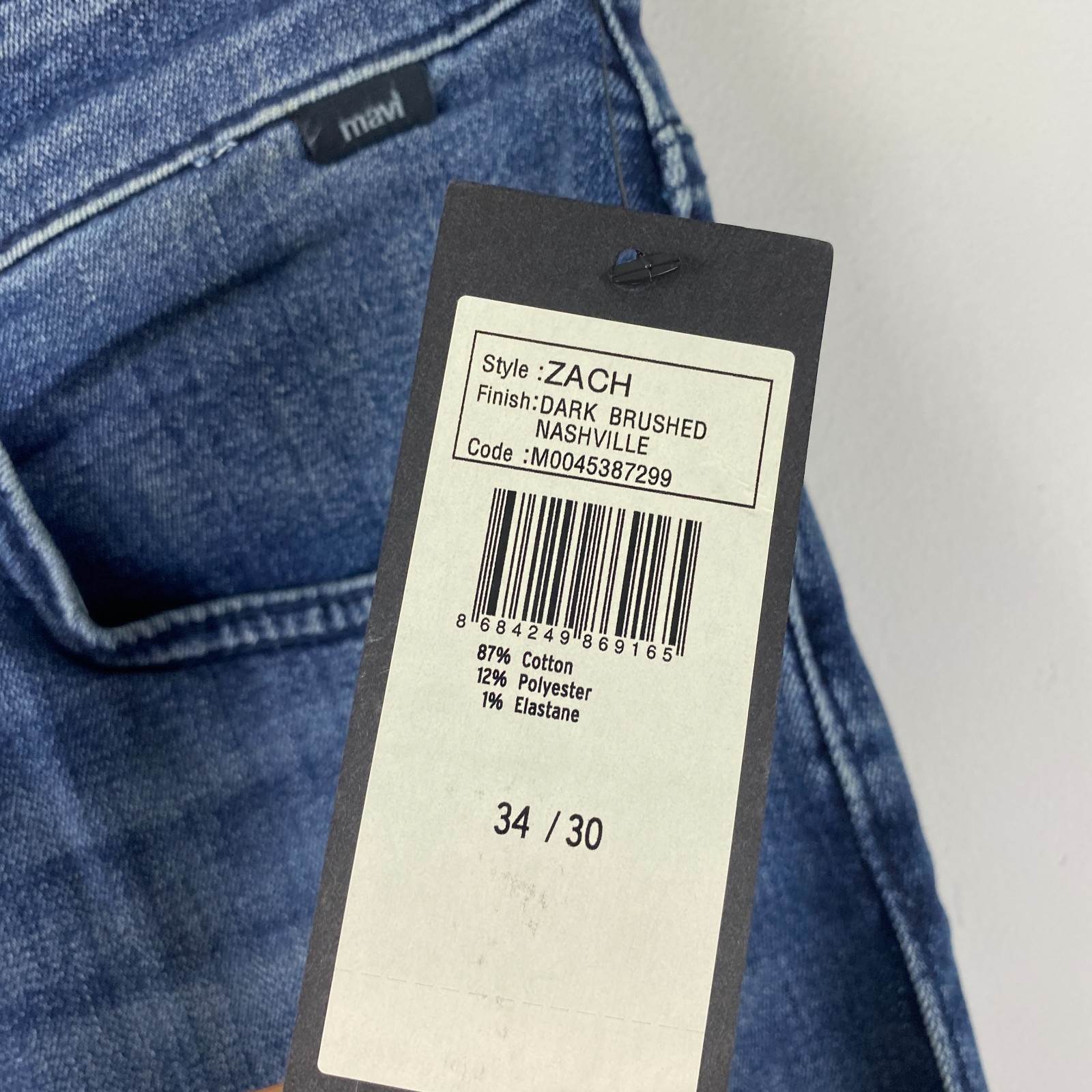 Mavi Zach Stretch Straight Leg Jeans Mens 34×30 Dark Nashville Denim