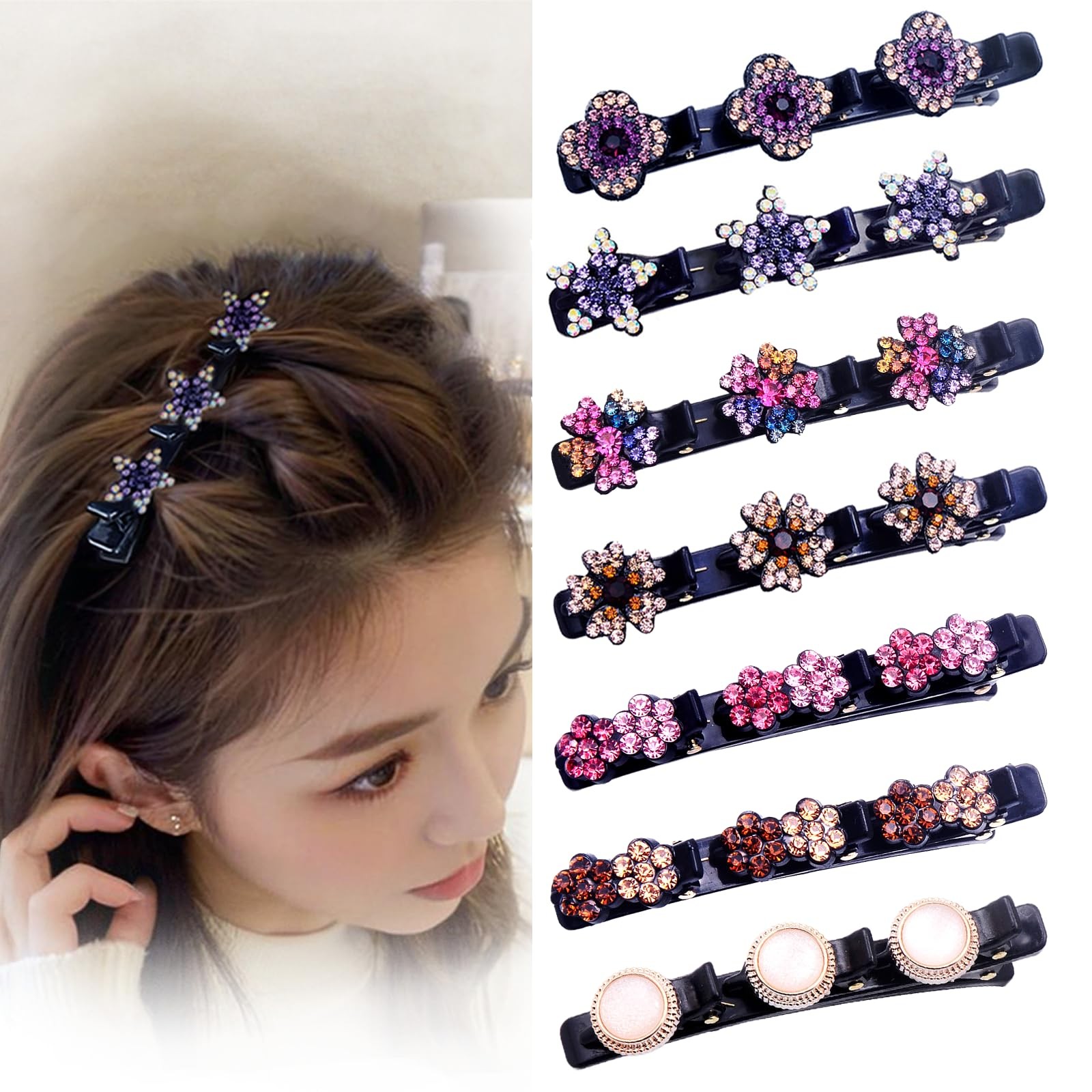 Hair Clips for Styling – 7PCS Crystal Stone 1 Count (Pack of 7), Multicolor