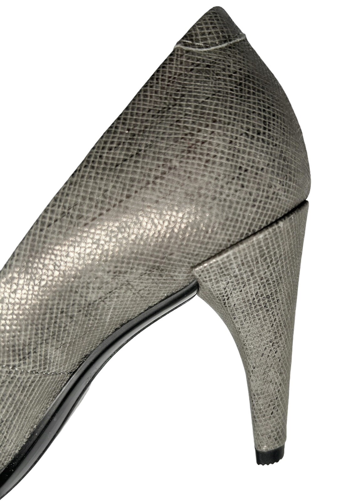 ECCO Shape75 Sleek Pump Heel SIZE 5.5 Grey Metallic Crosshatch Leather EU 36*