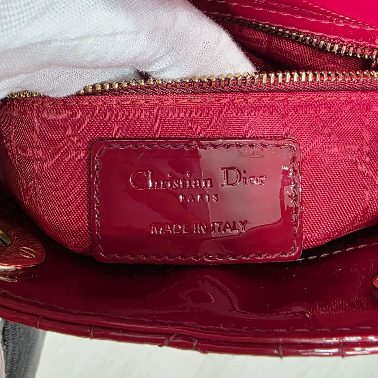 Dior Lady Mini Patent Red GHW Bag 17x15x5cm Serial Number: 28-MA-0178