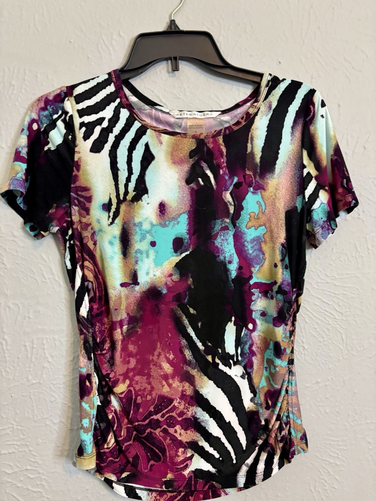 Peter Nygard Women’s SS Multicolor Abstract Print Blouse Top Sz S
