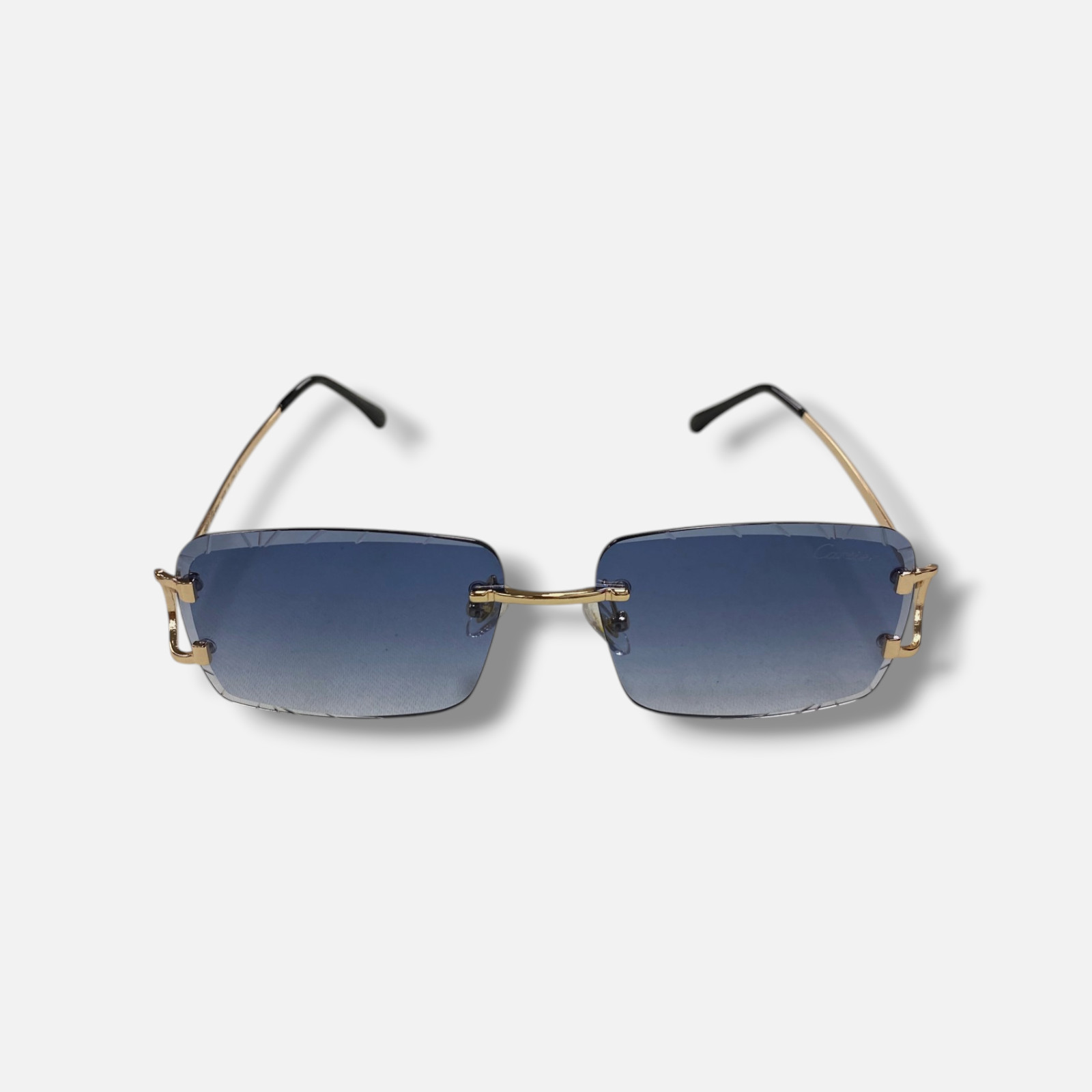 Cartier Men’s Gold Rectangular Sunglasses Shades Size 56-18-145
