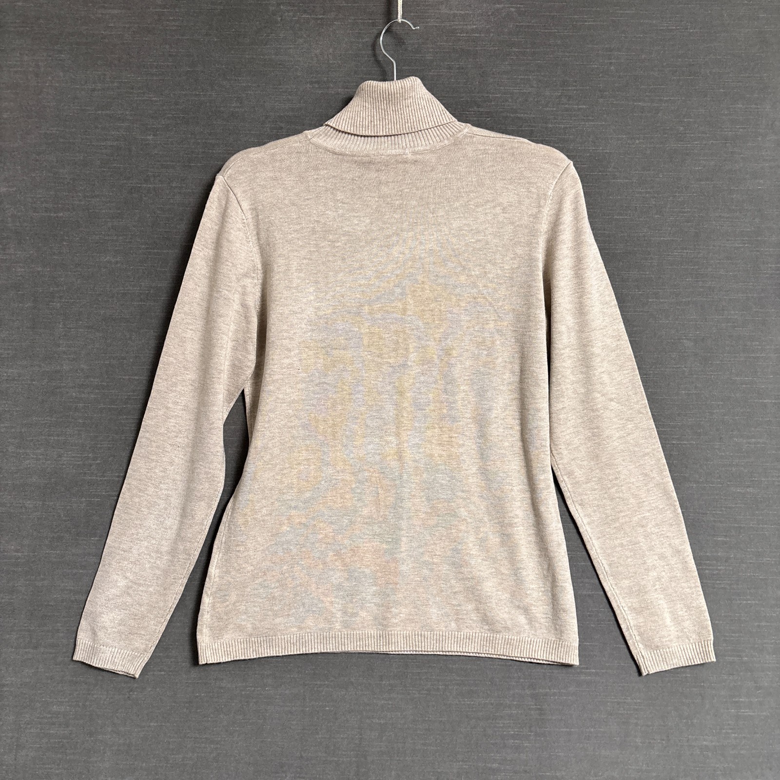 Marina V Paris Turleneck Sweater T2 M Beige Tan Gray Heathered Soft