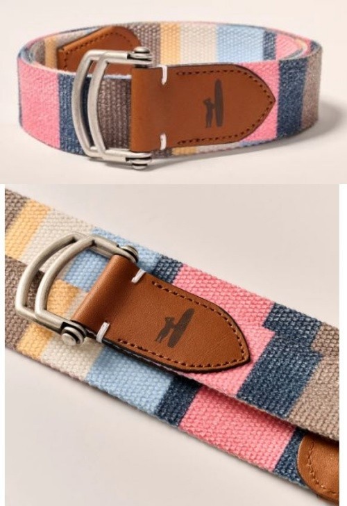 Johnnie-O Bowen D-Ring Canvas Striped Belt Size S Fits To 34″ Waist NEW WITH TAG