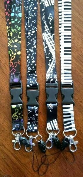 MUSIC LANYARD Piano keyboard Notes Your Choice style Detachable clasp key chain