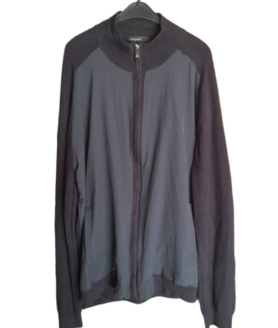 M&S Autograph Jumper Jacket Mens XL 44″/46″ Chest Navy Full Zip Size Extra Large