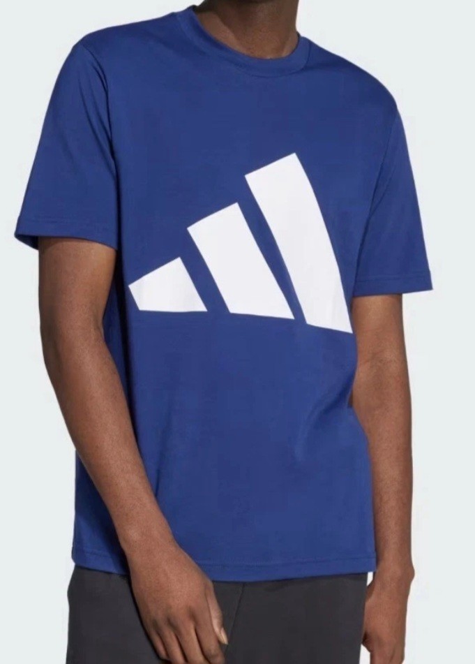 ADIDAS Mens Essential Big Logo Tee Dark Blue/White Size LT NEW LARGE TALL Tee