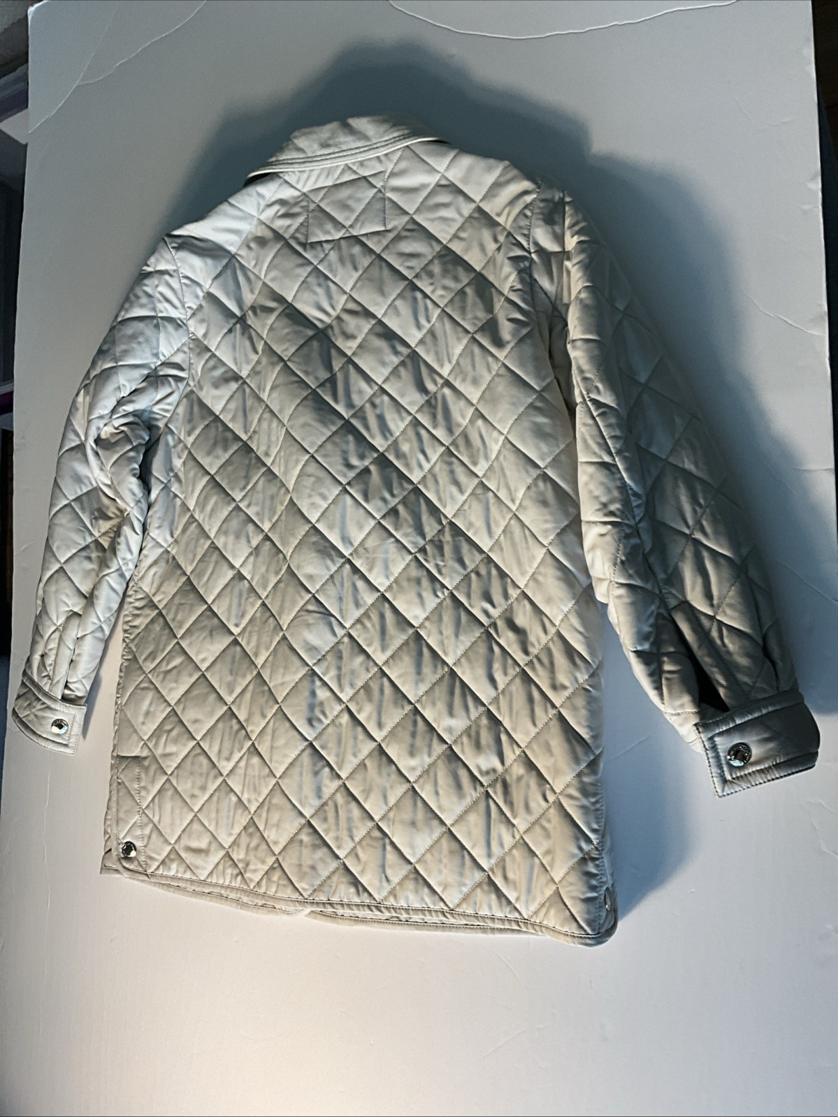 Coach Signature C Quilted Jacket Cream Turnlock Women’s Size Large 10
