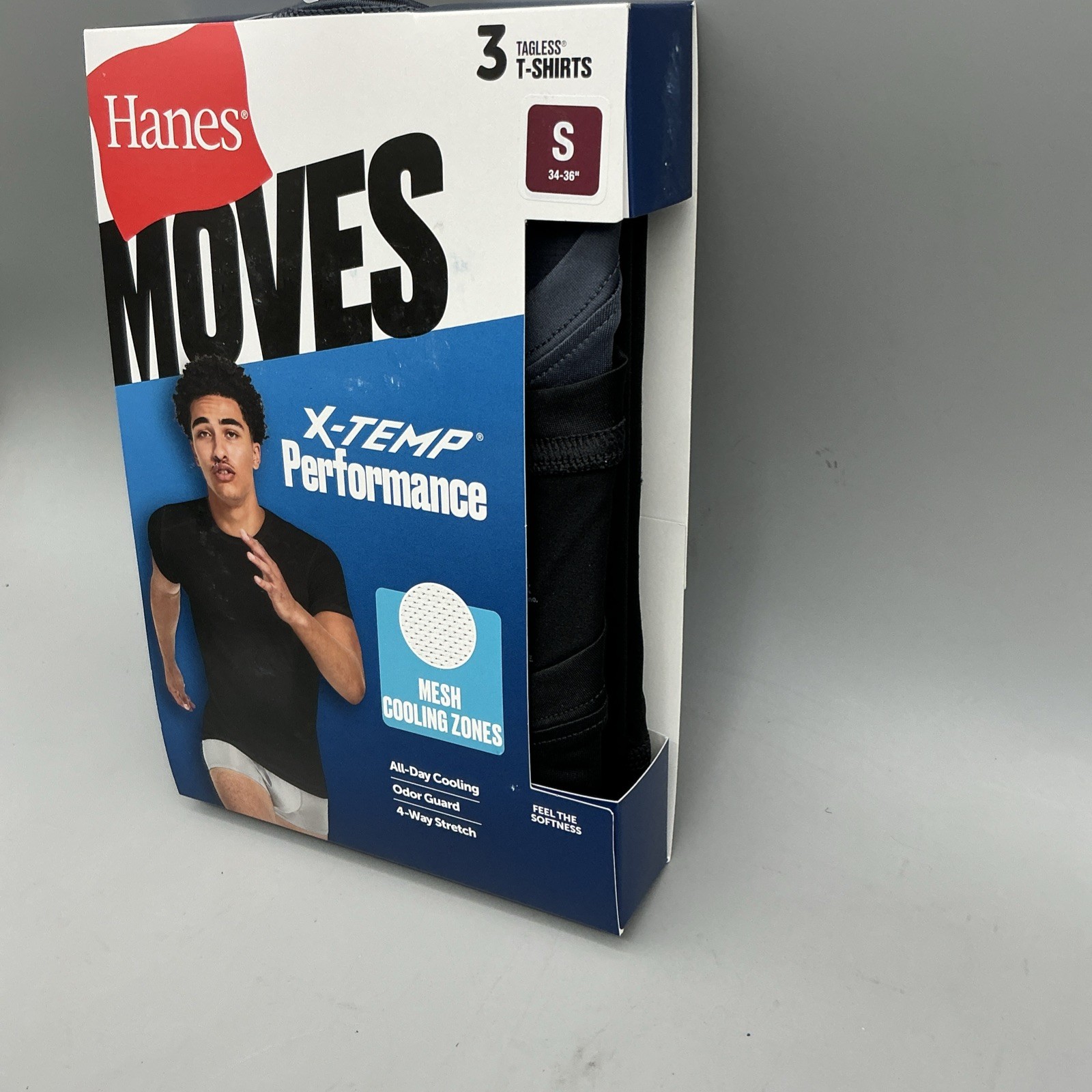 3 Pack Hanes Moves X-TEMP Performance Tagless T-shirts Size Small New