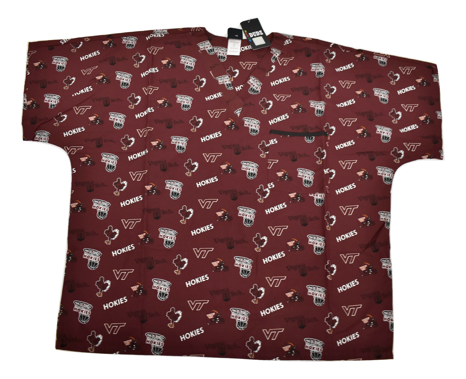 Virginia Tech Hokies Basketball Football Dudz Scrubs Scrub Shirt Top New