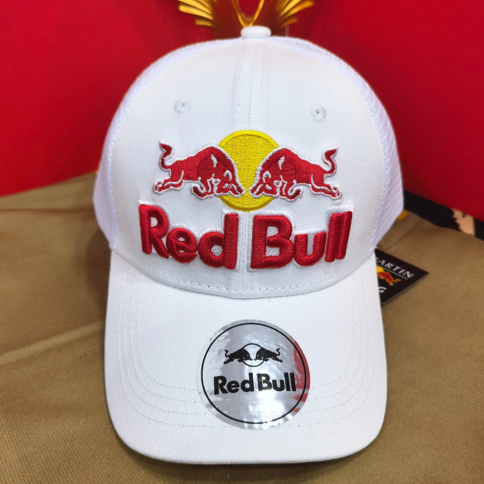 Red Bull Outdoor Sports White Baseball Cap Mesh Back Design